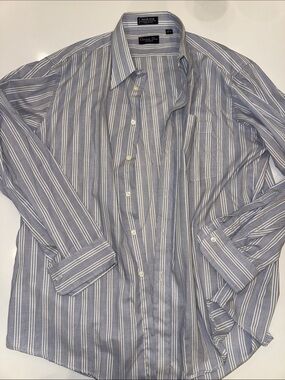 Christian Dior Monsieur Men's Light Blue stripe Stripe Dress Shirt 33-35
